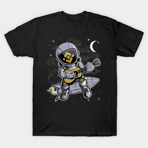 Astronaut Guitar Binance BNB Coin To The Moon Crypto Token Cryptocurrency Blockchain Wallet Birthday Gift For Men Women Kids T-Shirt by Thingking About